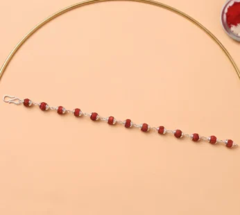 Rudraksha Bead Bracelet Rakhi – Silver Plated Caps for Brother