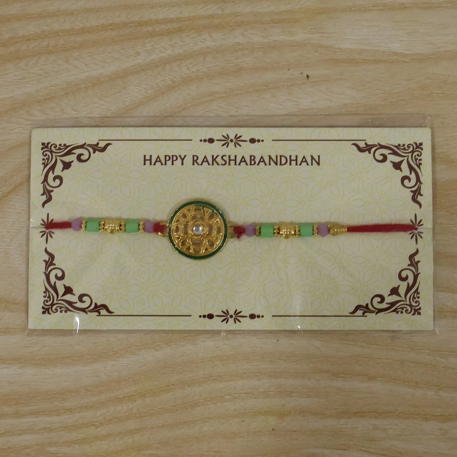 Rakhi Beautiful Designer Golden Floral Wheel for Raksha Bandhan (10pcs) - Detailed Feature View 7