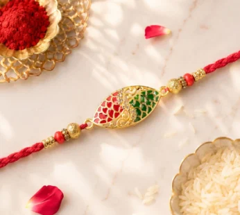 Rakhi for Brother Red Green Marquise Meenakari Gift Set Combo Pack of 4