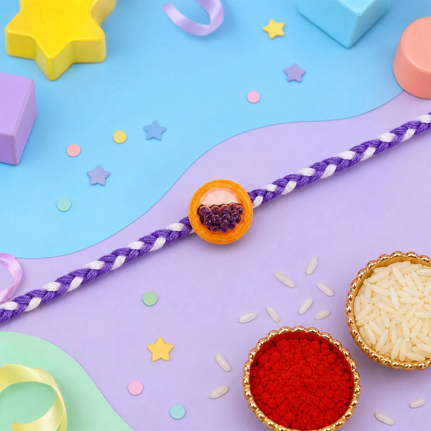 Raksha Bandhan Kids Rakhi Combo Pack Unicorn Fruit Food 4 Pc - Detailed Feature View 5
