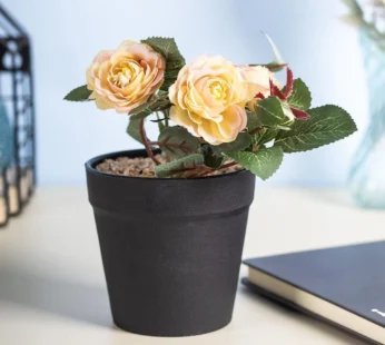 Realistic Artificial Bonsai Fake Rose Flower Plant Pot