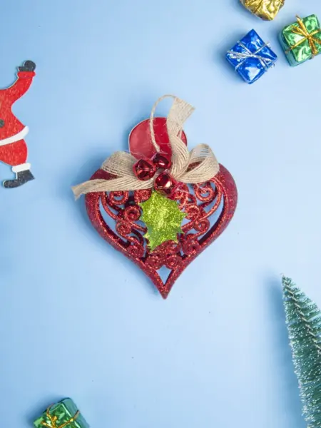 Red Heart – Christmas Hanging Ornaments- Heart Set Of 2 Pcs