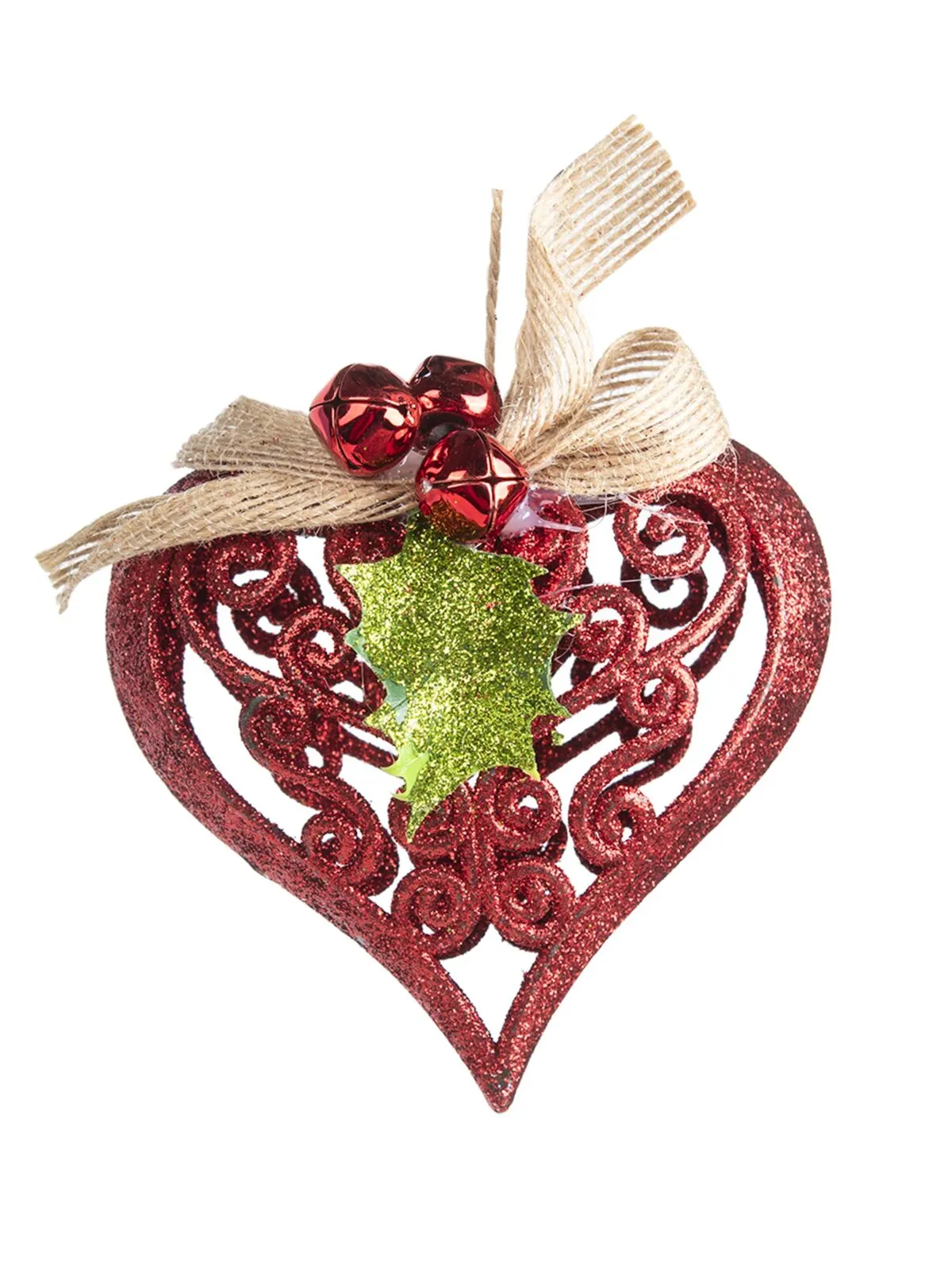 Red Heart - Christmas Hanging Ornaments- Heart Set Of 2 Pcs - Detailed Feature View 3