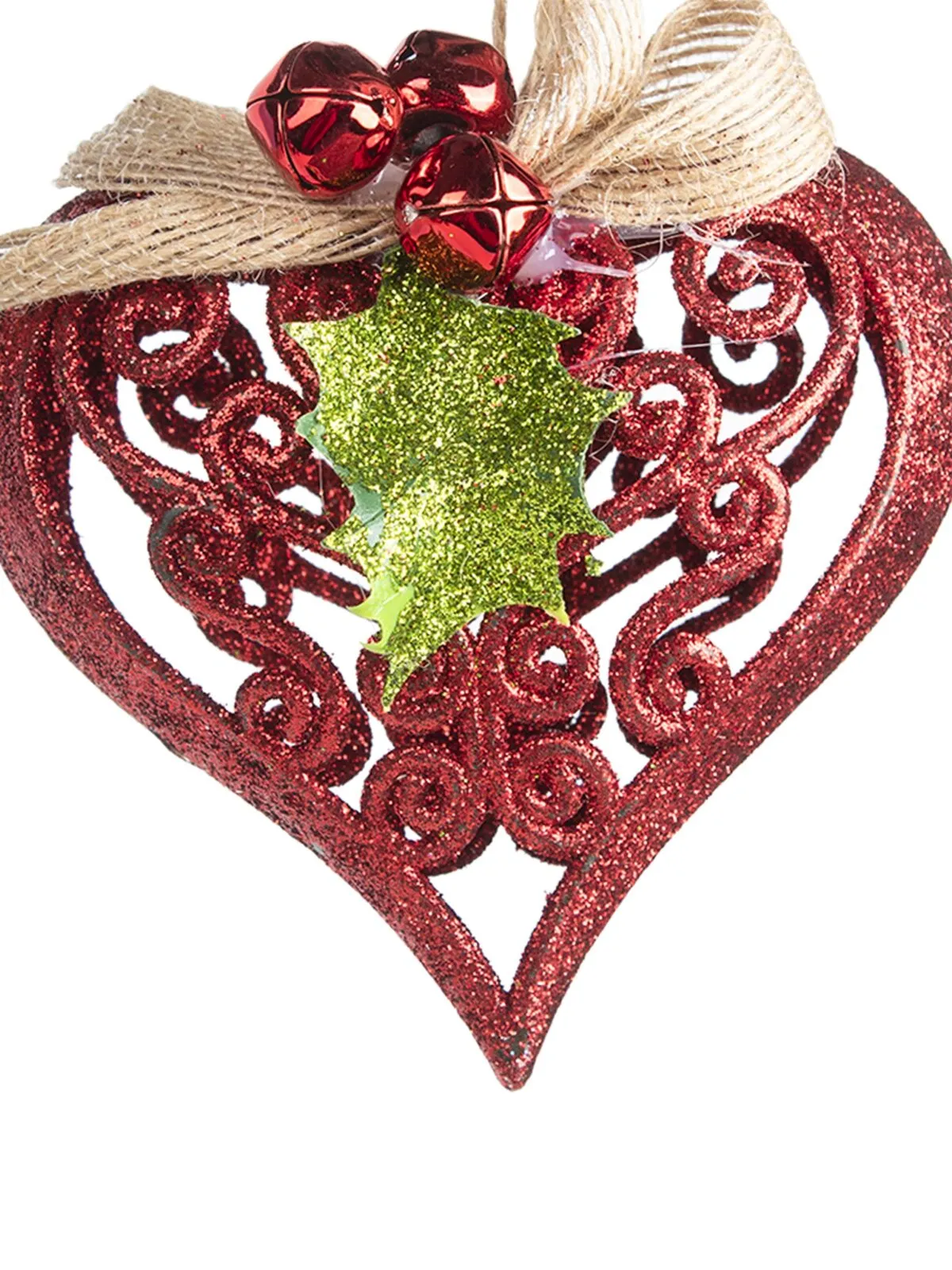 Red Heart - Christmas Hanging Ornaments- Heart Set Of 2 Pcs - Detailed Feature View 4