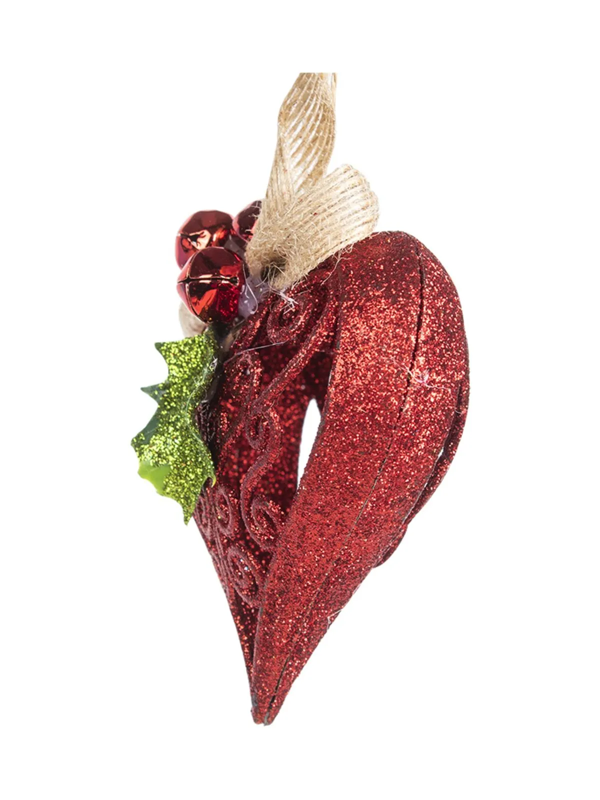 Red Heart - Christmas Hanging Ornaments- Heart Set Of 2 Pcs - Detailed Feature View 5