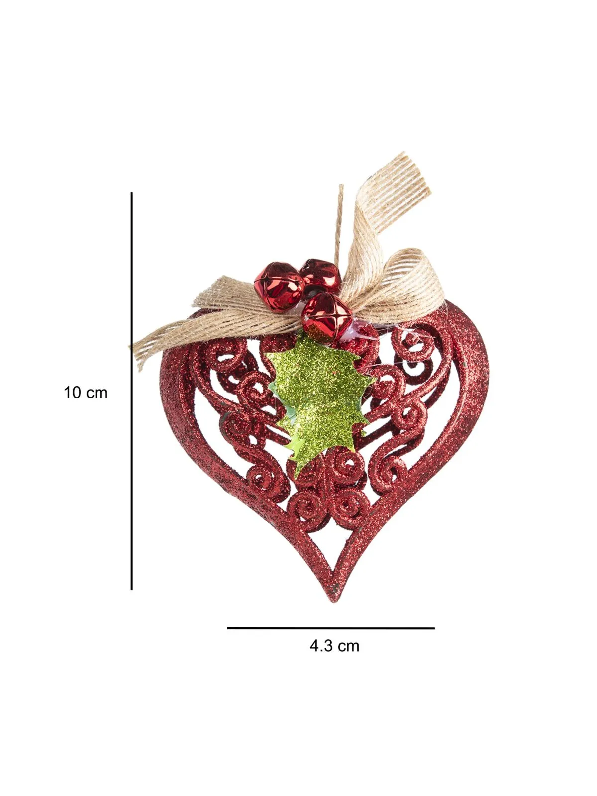 Red Heart - Christmas Hanging Ornaments- Heart Set Of 2 Pcs - Detailed Feature View 6