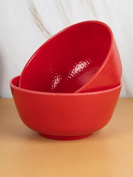 Red Melamine Serving Bowls Set of 2 (1300mL)