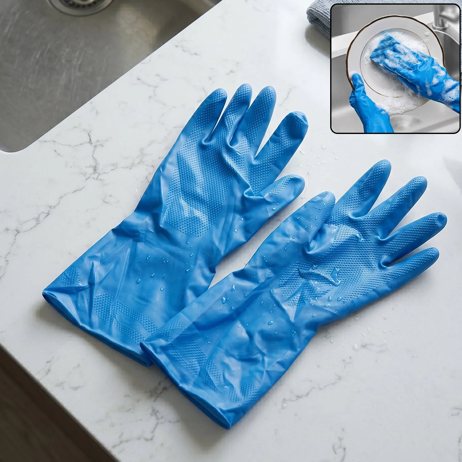 Premium Waterproof Rubber Cleaning Gloves – Reusable & Durable for Household Tasks - Buy Online at Alikart