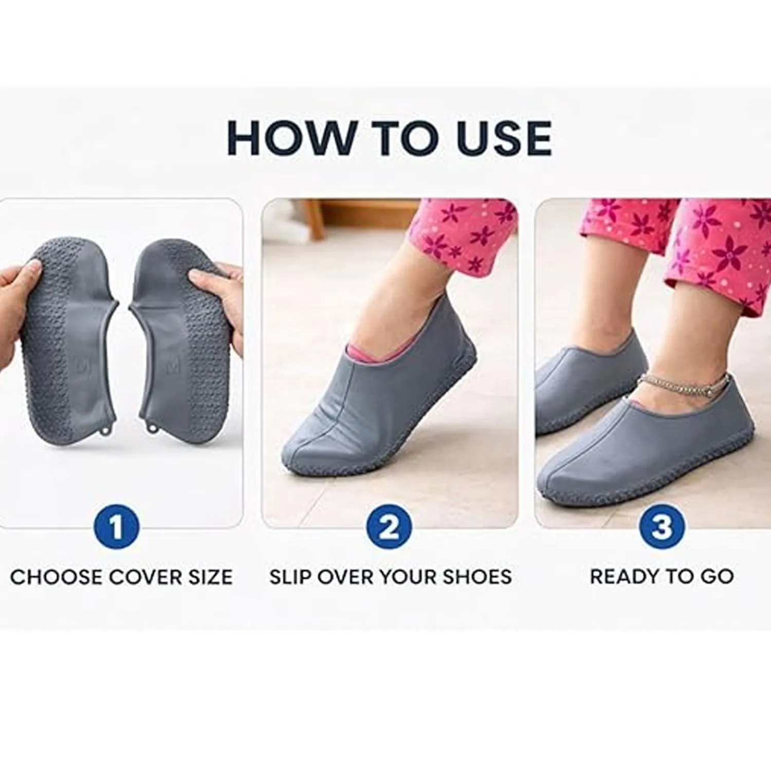 Waterproof Silicone Rain Shoe Cover 23 Cm Small Navy Blue - Detailed Feature View 2