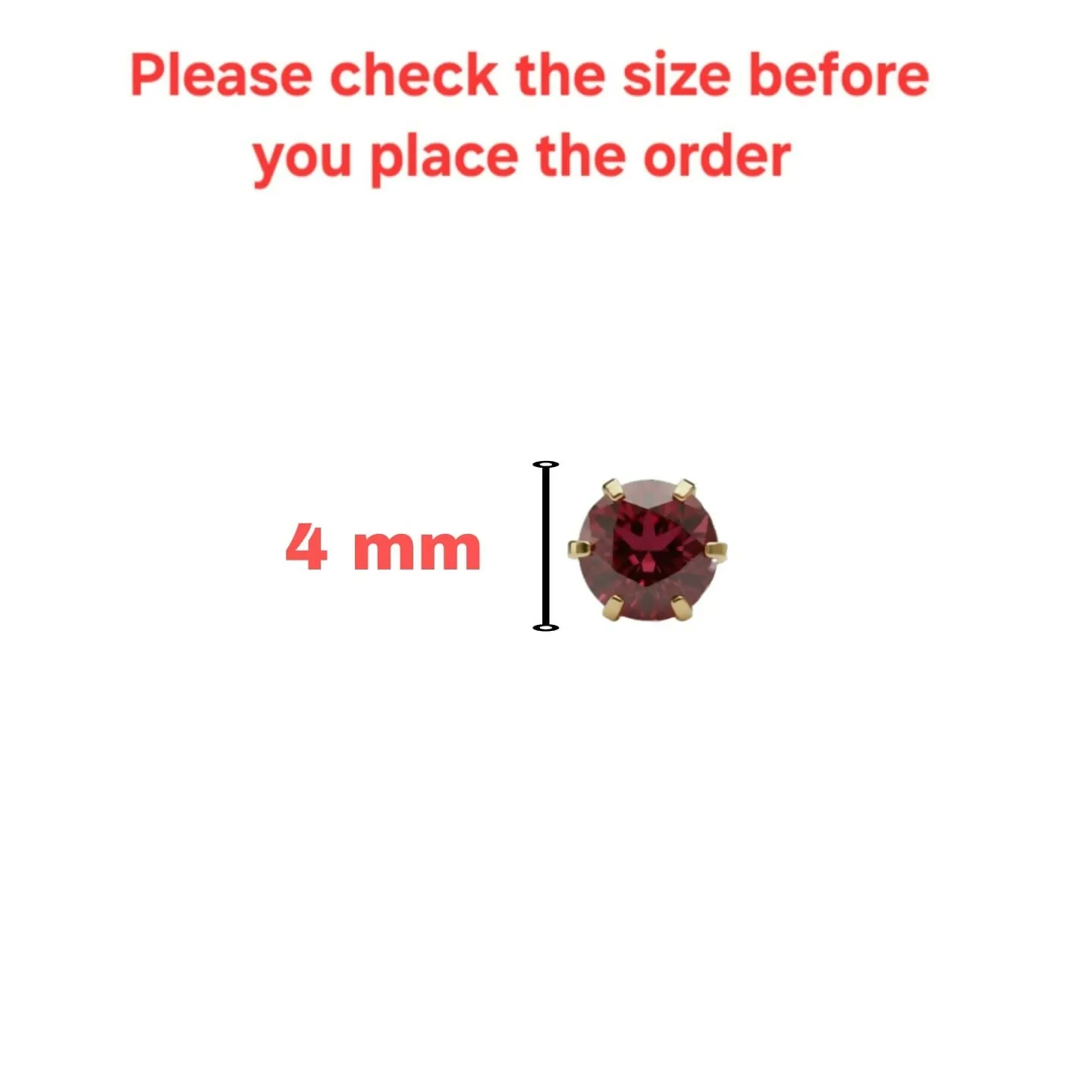 Gold plated Ruby Flat Back Stud Earring Internally Threaded for women and girls - Detailed Feature View 4