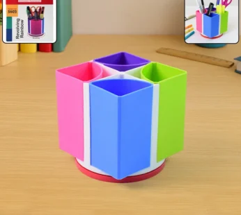 Revolving Pen Stand – 4 Compartments Multi-Color Organizer