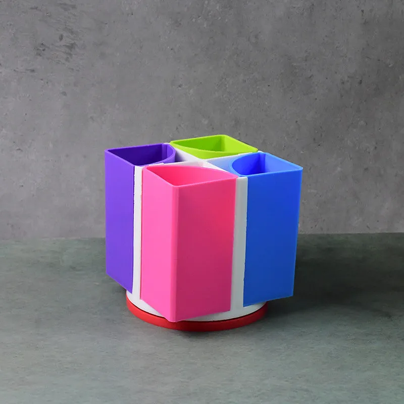 Revolving Pen Stand – 4 Compartments Multi-Color Organizer - Detailed Feature View 1