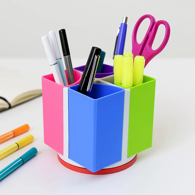 Revolving Pen Stand – 4 Compartments Multi-Color Organizer - Detailed Feature View 2