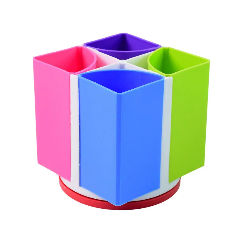 Revolving Pen Stand – 4 Compartments Multi-Color Organizer - Detailed Feature View 4