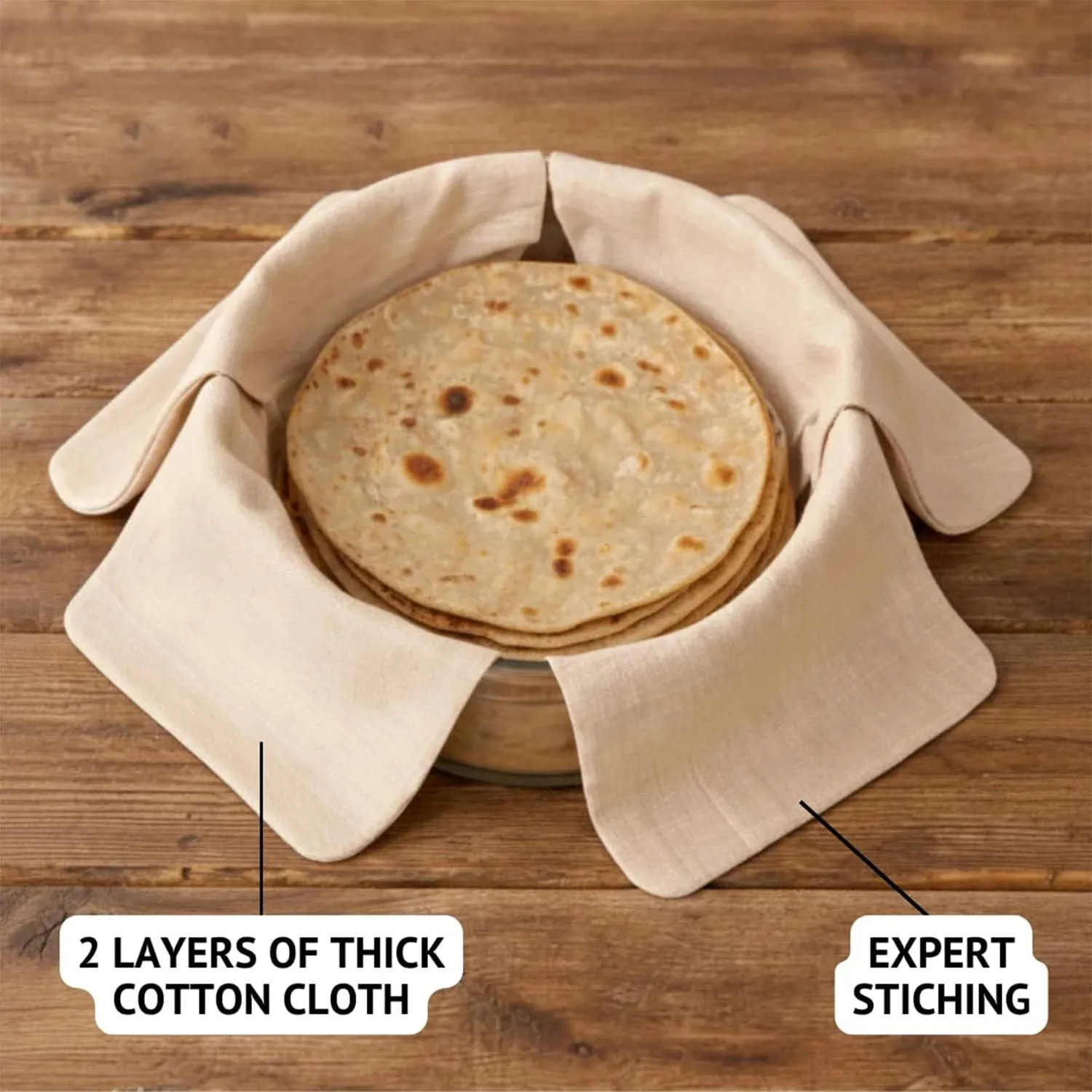 Cotton Roti Cloth Cover – Keep Rotis Warm & Soft Pack of 2 - Detailed Feature View 7