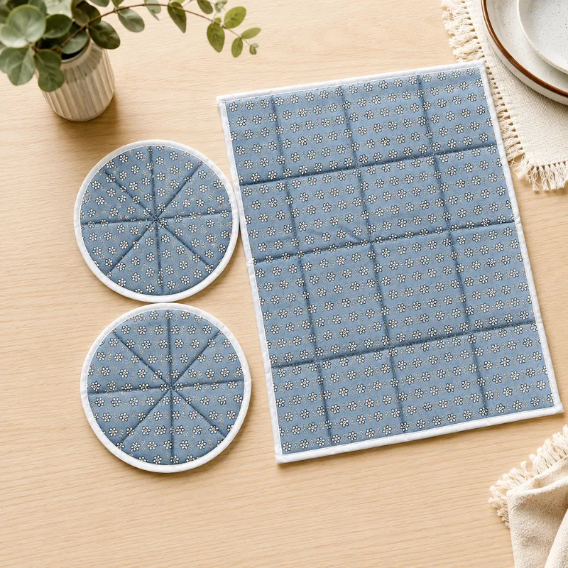 Round Shape Roti Cover with Mat –Chapati Cover for Keeping Roti Warm & Fresh, Washable Roti Mat Set (2 Pc Roti Cover + 1 Pc Mat)(Random Print) - Detailed Feature View 1