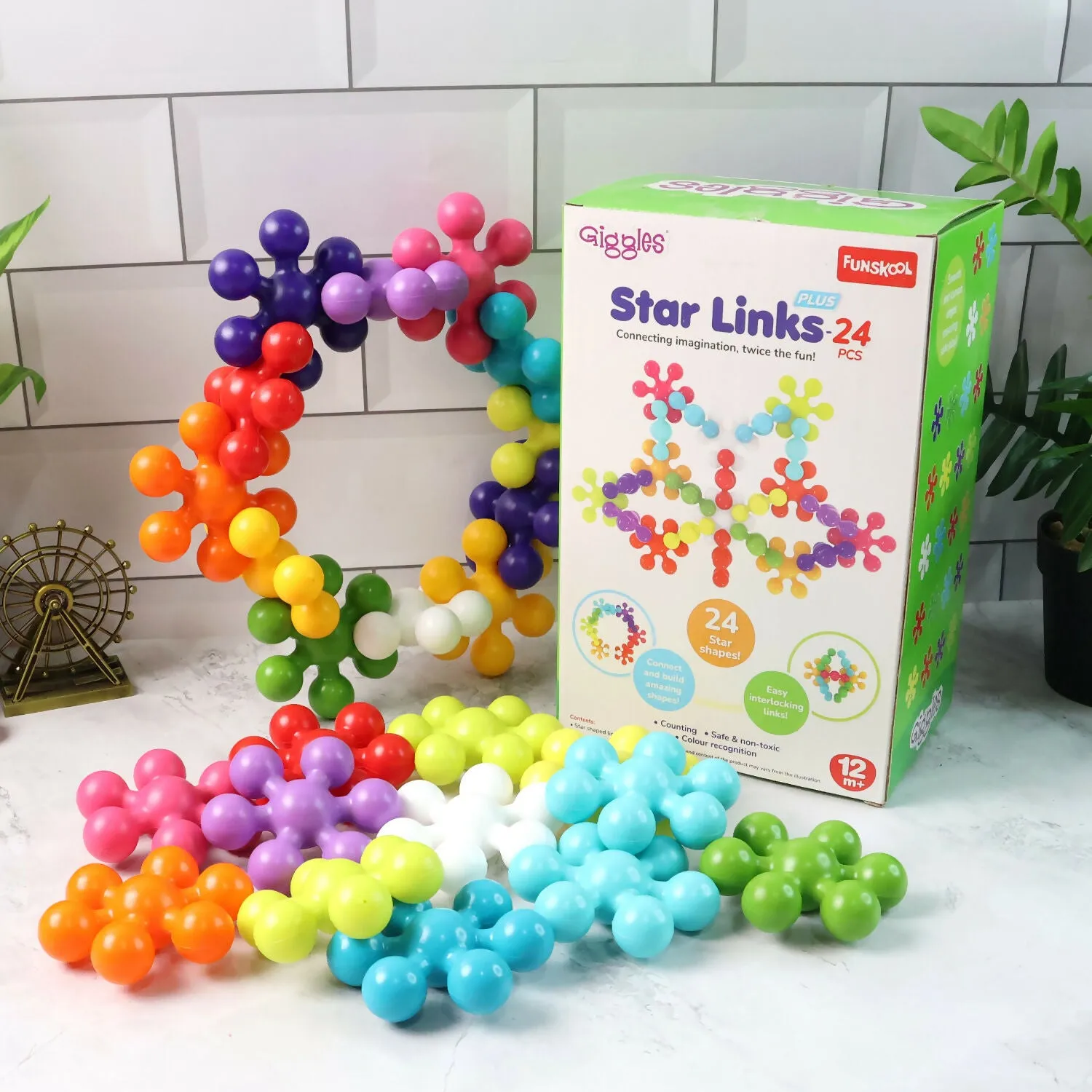 Kids Building Toy – Funskool Star Links Plus 24-Piece Set - Detailed Feature View 1