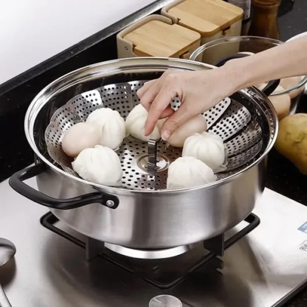 Stainless Steel Folding Steamer Basket – Adjustable Vegetable & Food Steamer for Healthy Cooking, Fits Most Pots & Pans
