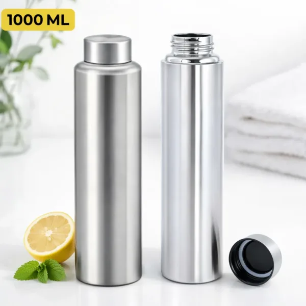 1000ml Stainless Steel Water Bottle – Leak-Proof, Durable & Portable | 1 Litre Reusable Drinking Bottle (Pack of 1)