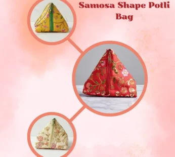 Samosa Triangle Shape Potli Bag Purse with Zipper for Women – Retro Silk Hand-Carry Ethnic Pouch for Parties & Festive Occasions(Random color-Pack of 1)