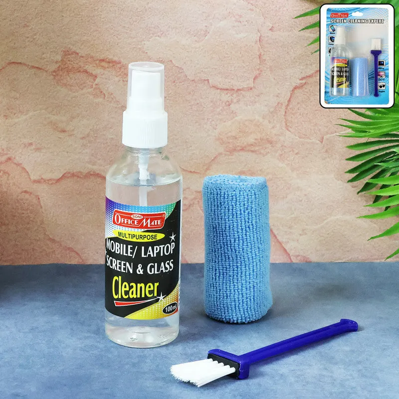 Premium Screen Cleaner Spray – 3-in-1 Kit with Microfiber Cloth & Brush - Buy Online at Alikart