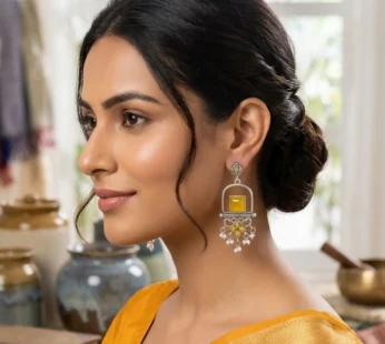 Oxidized Silver Dangle Earrings – Unique Geometric Design for Festive & Casual Wear