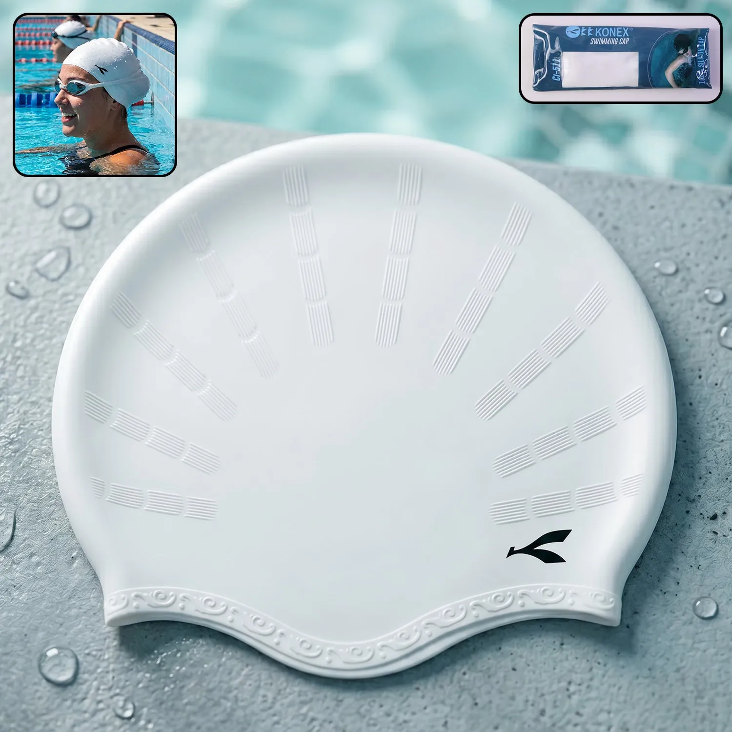 Premium Silicone Swimming Cap – Waterproof & Flexible Fit for All Ages - Buy Online at Alikart