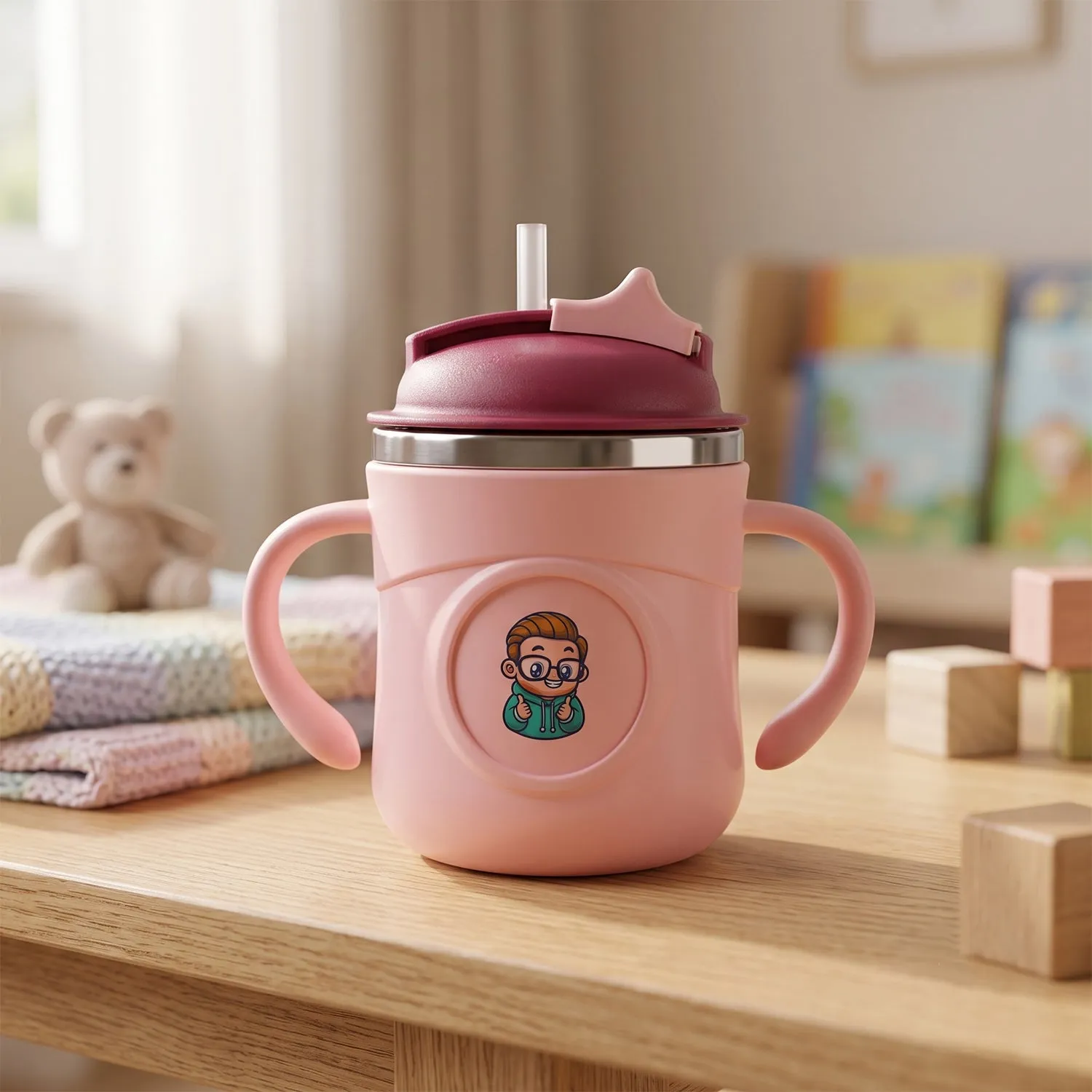 Apex Rio Sipper Cup 250 ML Kids Straw Bottle with Twin Handles (1 Pc) - Detailed Feature View 7