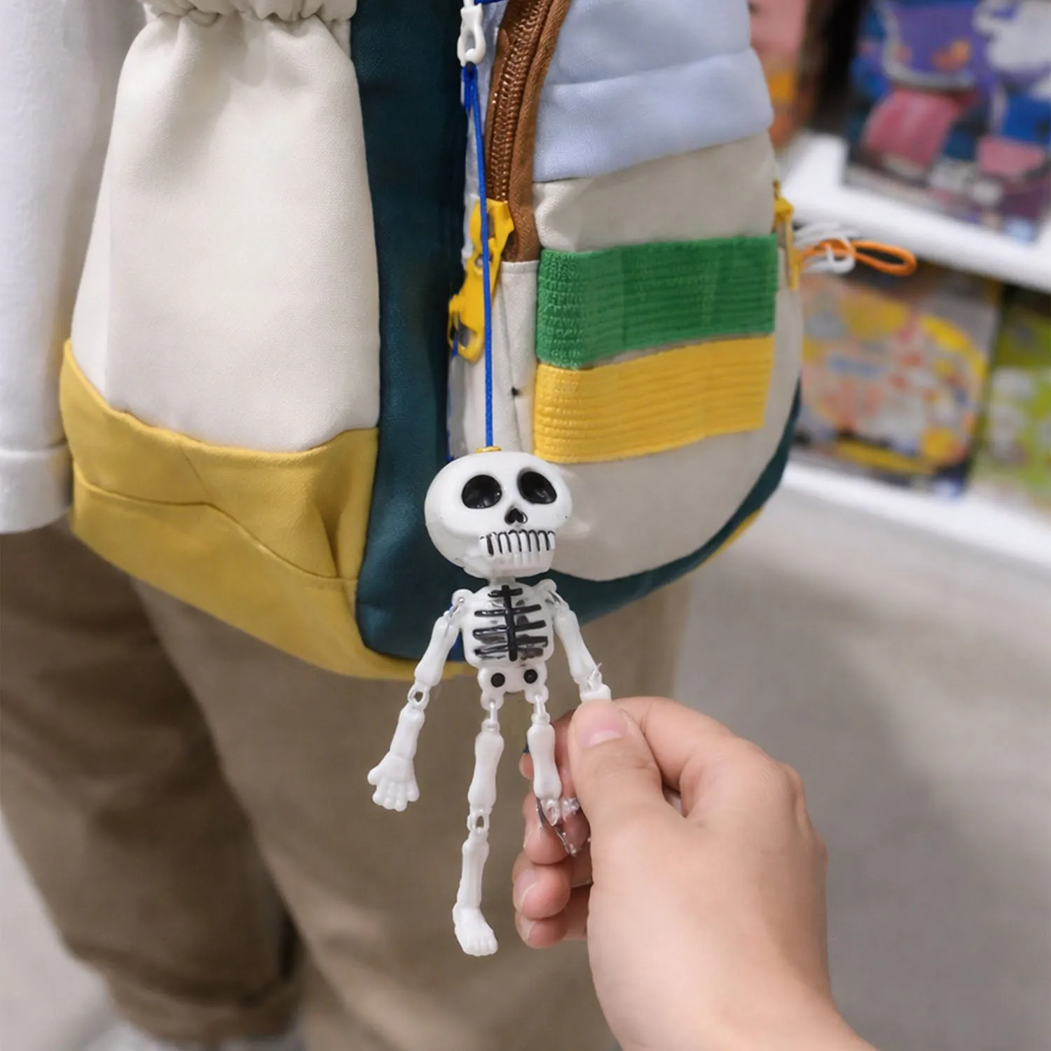 Skeleton Doll Keychain – Fun Hanging Clip-On Bag Charm - Detailed Feature View 6