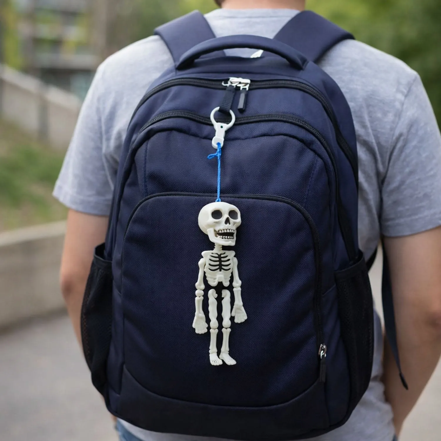 Skeleton Doll Keychain – Fun Hanging Clip-On Bag Charm - Detailed Feature View 2