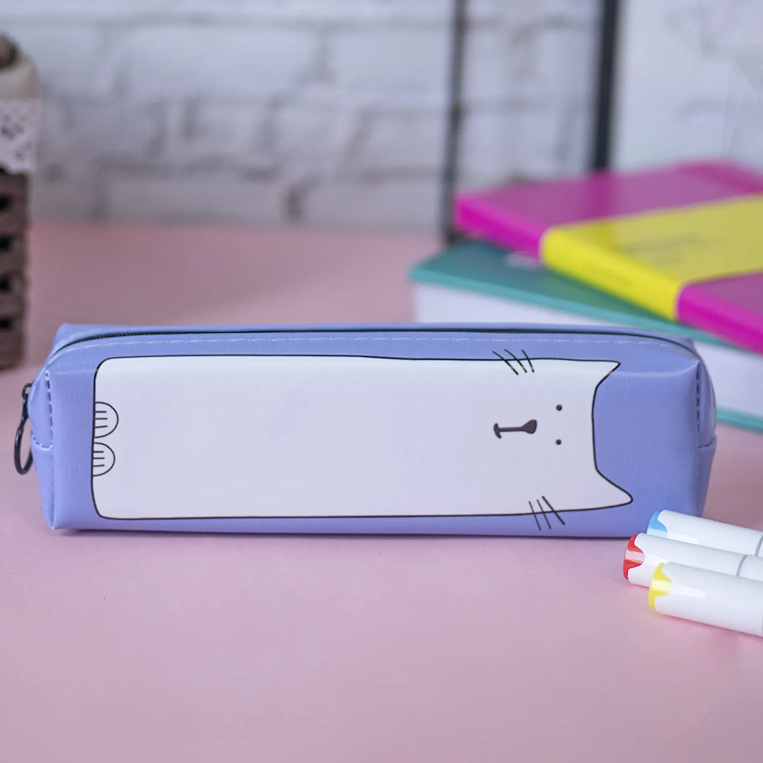 Premium Sky Blue Pencil Pouch - Cat Print - Buy Online at Alikart