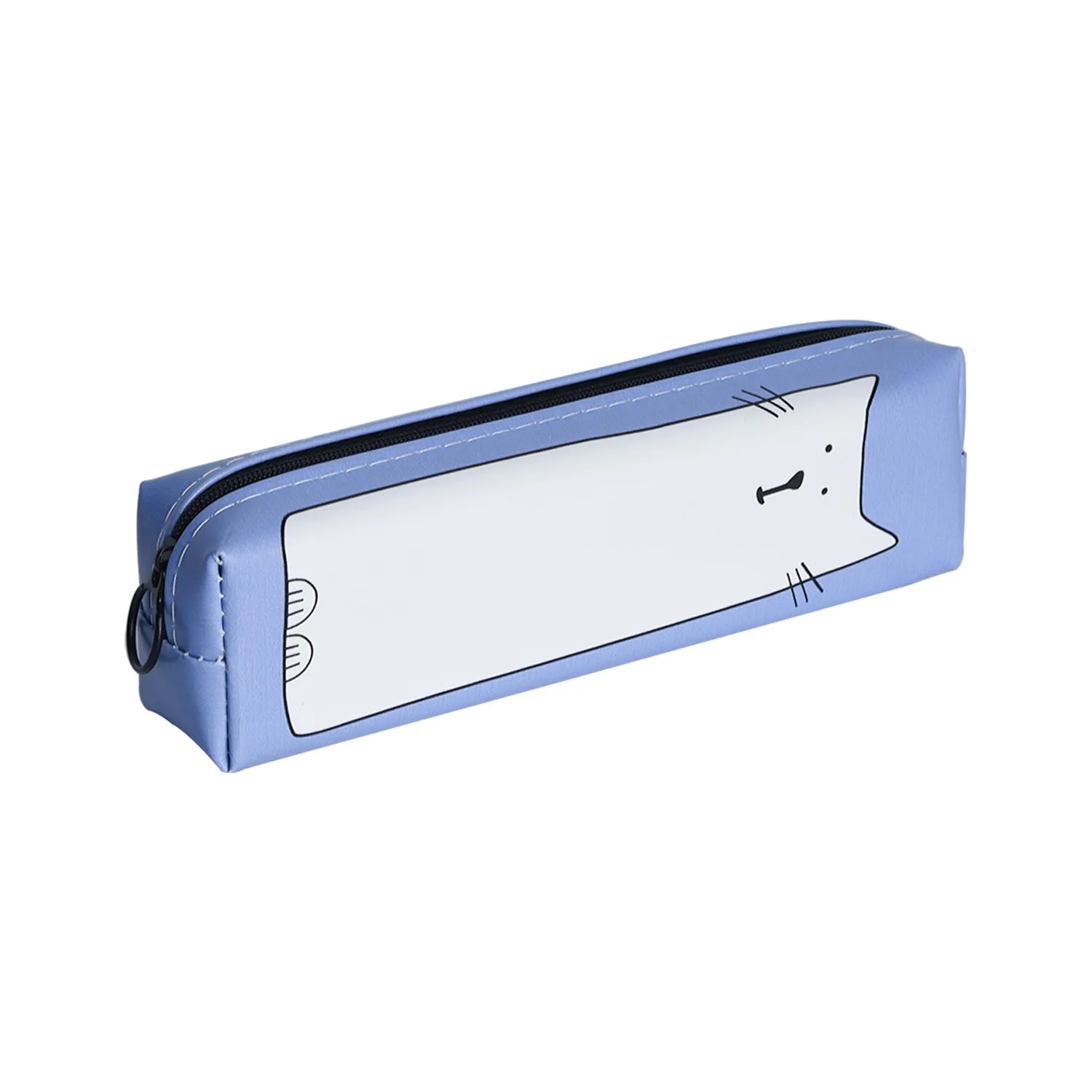 Sky Blue Pencil Pouch - Cat Print - Detailed Feature View 2