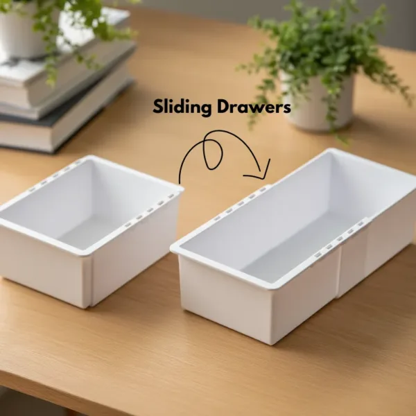 Small Expandable Organizer with Smooth Sliding Drawers – Space-Saving Storage Rack for Kitchen, Office & Home
