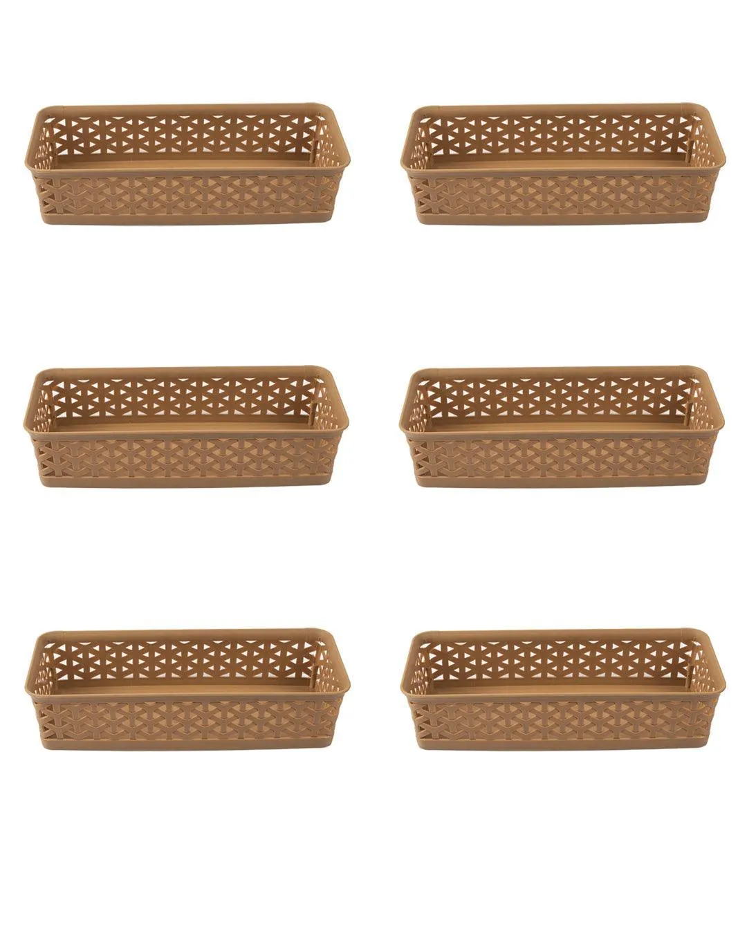 Premium Small Plastic Multipurpose Storage Basket ( Set Of 6, Solid Brown Colour) - Buy Online at Alikart