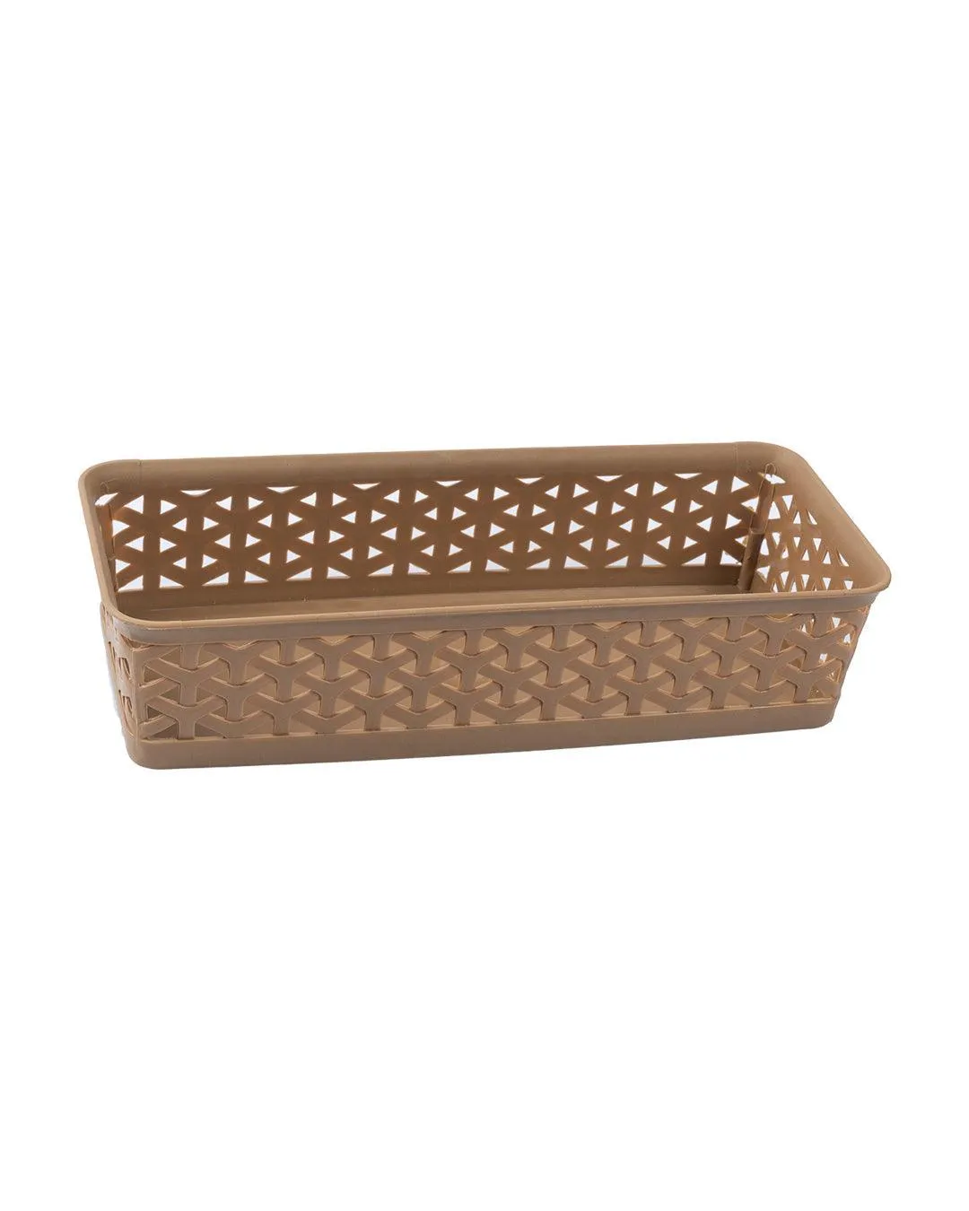 Small Plastic Multipurpose Storage Basket ( Set Of 6, Solid Brown Colour) - Detailed Feature View 2