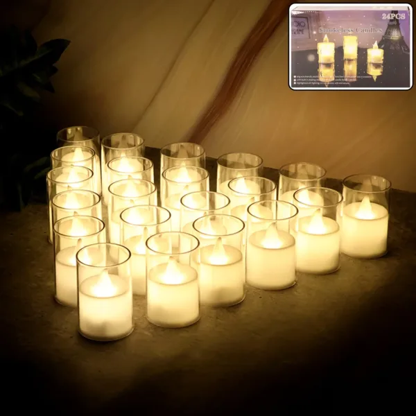LED Tealight Candles – Set of 24 Flameless Smokeless Lights