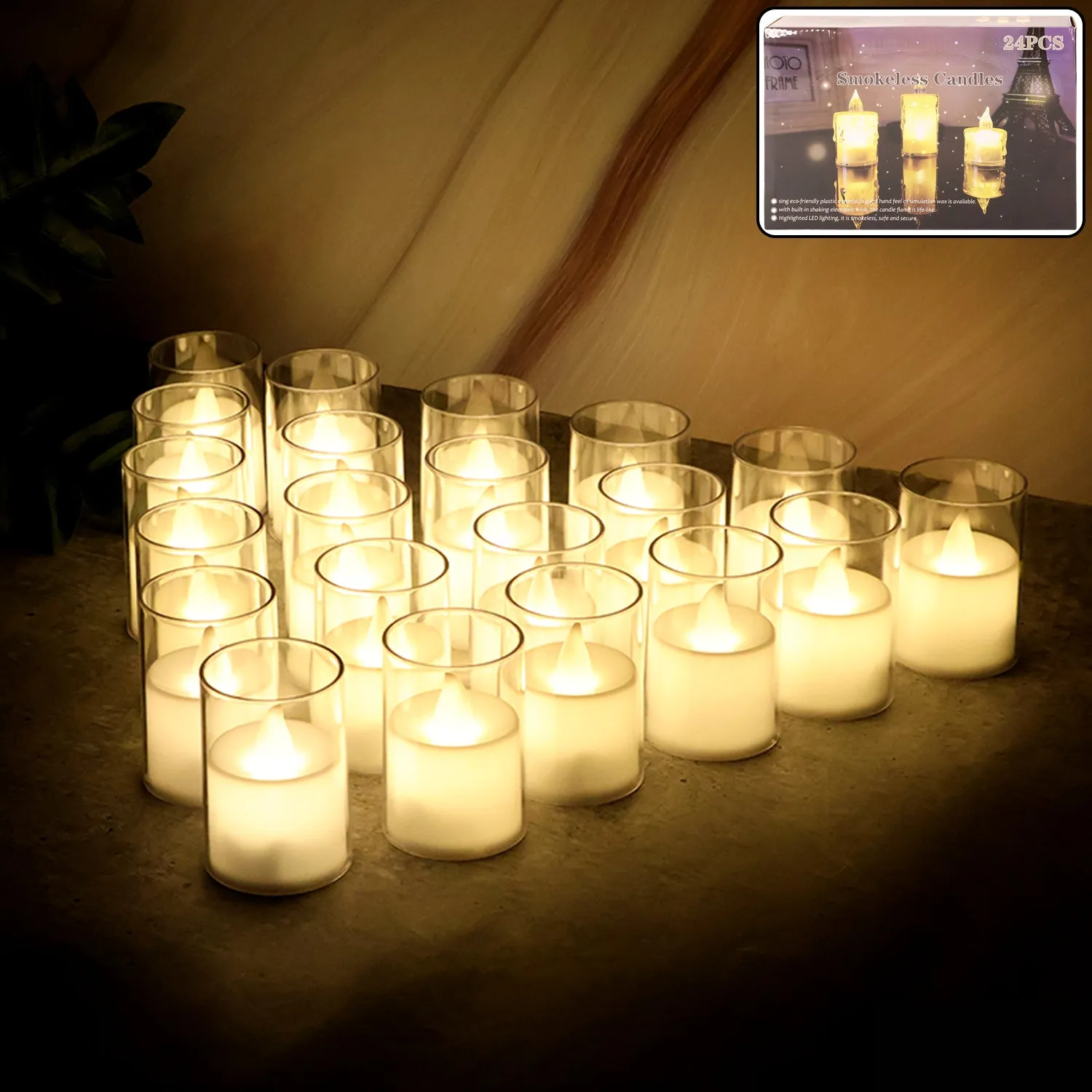 Premium LED Tealight Candles – Set of 24 Flameless Smokeless Lights - Buy Online at Alikart