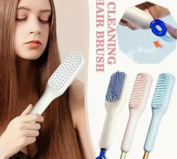 One-Push Hair Brush with Retractable Bristles – Anti-Static Detangler for Wet & Dry Hair (Random color-Pack of 1)