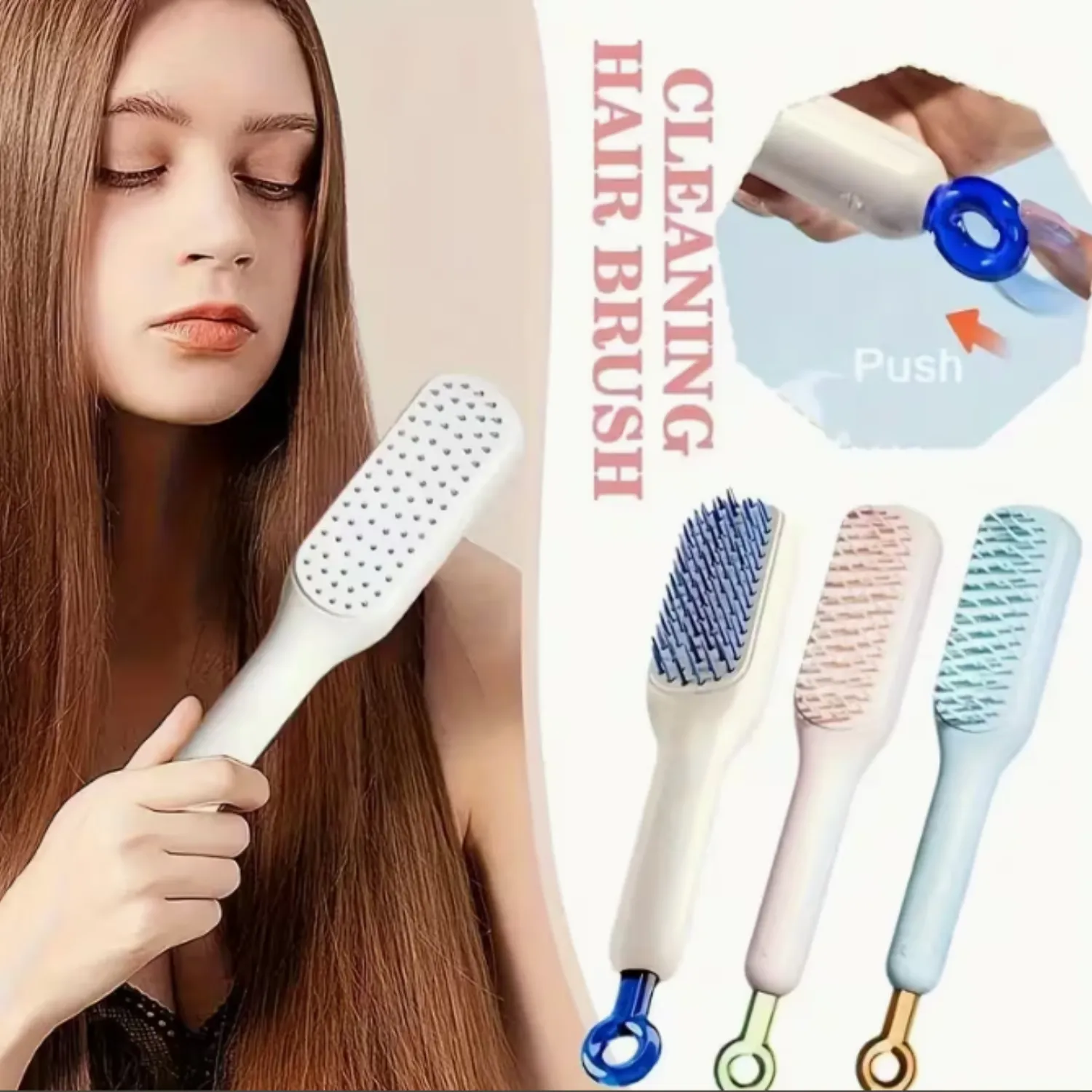 Premium One-Push Hair Brush with Retractable Bristles – Anti-Static Detangler for Wet & Dry Hair (Random color-Pack of 1) - Buy Online at Alikart