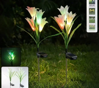 Solar Garden Flower Lights – Set of 2 Vibrant Multicolour LEDs