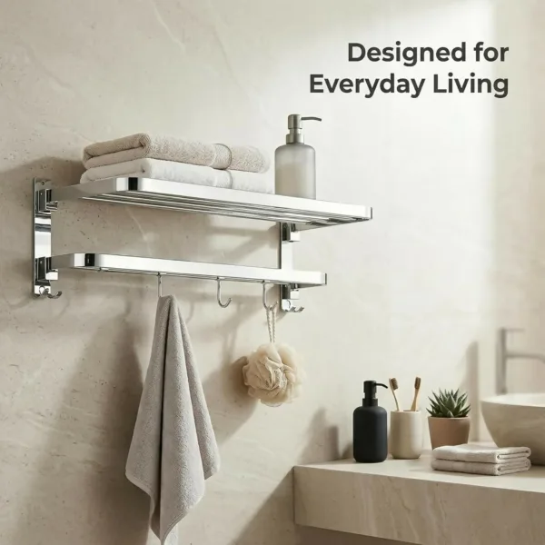 Wall Mounted Stainless Steel Towel Rack – Space-saving & Durable for Bathrooms