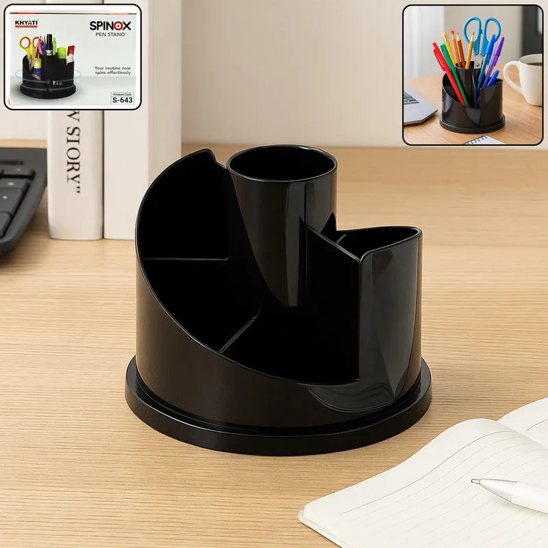 Premium Rotating Pen Stand – 360° Multi-Compartment Desk Organizer - Buy Online at Alikart