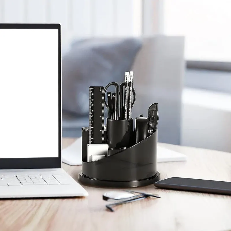Rotating Pen Stand – 360° Multi-Compartment Desk Organizer - Detailed Feature View 2