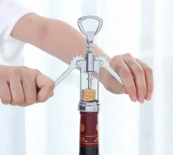 Stainless Steel Corkscrew Bottle Opener, 2 in 1 Stainless Steel Waiter Metal Wine Corkscrew Bottle Beer Cap Opener for Restaurants Bar Home (Silver)