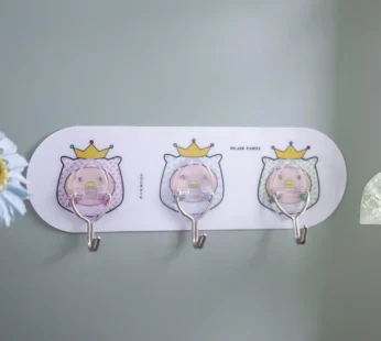 Sticky Hook Pack Of 3 Pcs, Cartoon Face, White, Plastic