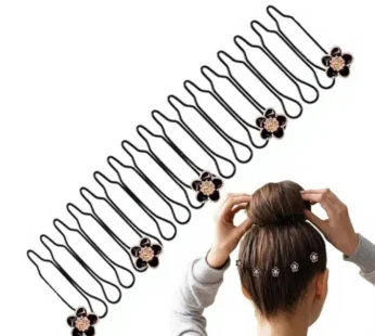 Stretchable Flower Hair Clip – U-Shape Hair Finishing Fixer Comb for Women & Girls | Elegant Flexible Hair Accessory (Pack of 1)