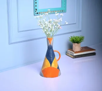 Striped Sophistication – Multi-Color Asymmetrical Vase