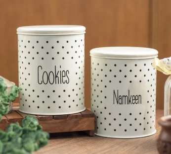 Stylish Ivory Cookie & Namkeen Jar (Each 1400 Ml)