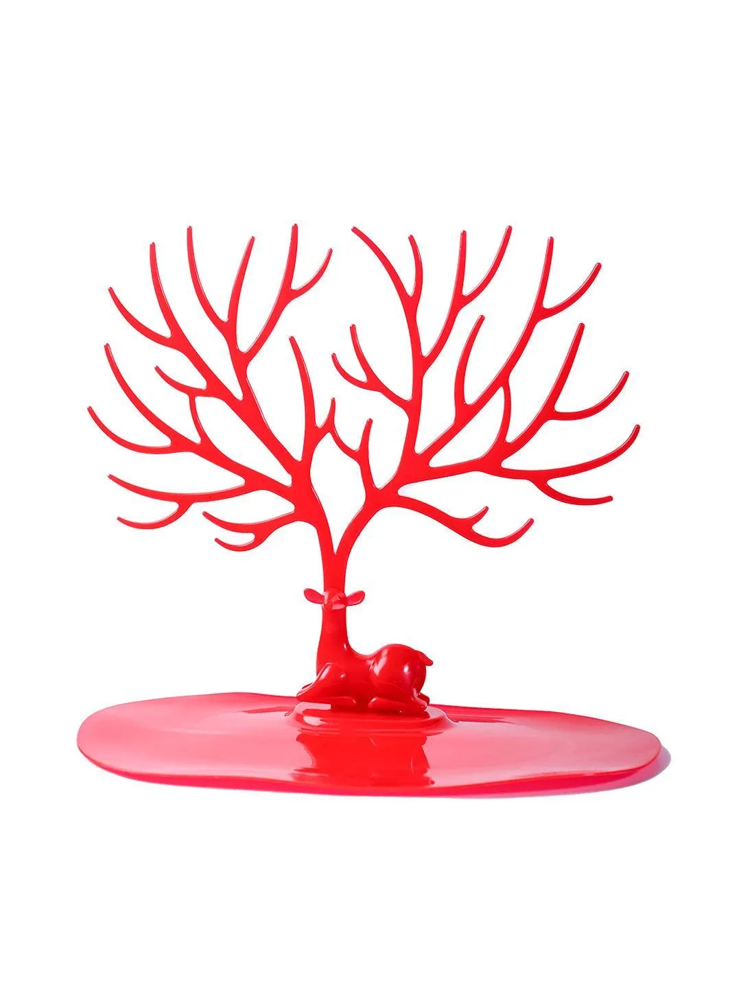 Stylish Red Jewelry Tree Stand - Detailed Feature View 2