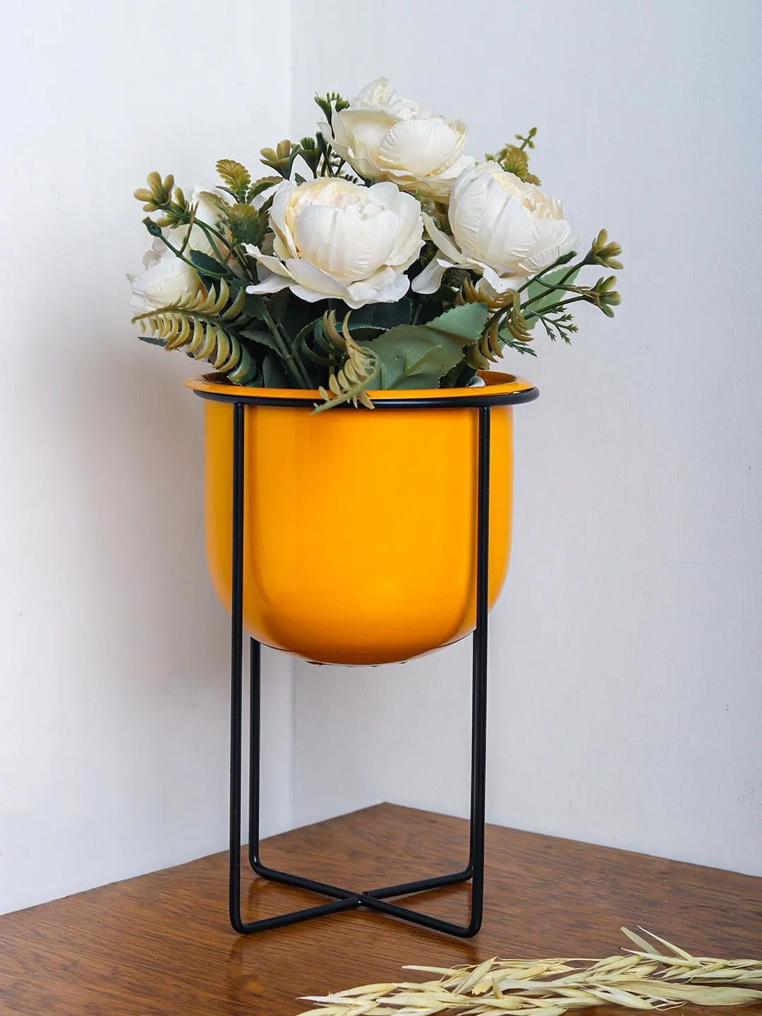 Premium Stylish Yellow Plant Pot With Stand - Buy Online at Alikart